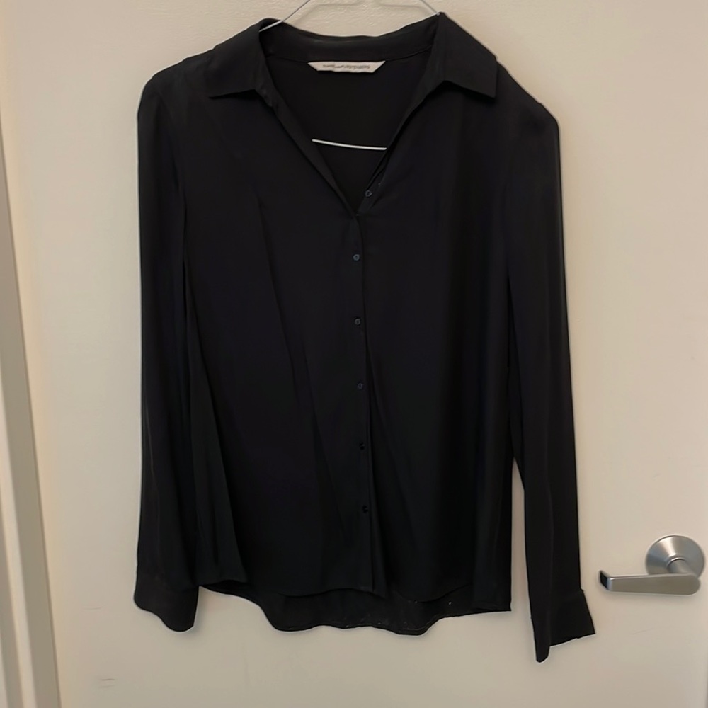 Black silk Diane Von Furstenberg shirt, size 8